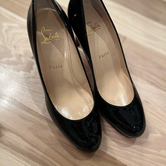 NEW AUTHENTIC Christian Louboutin simple black patent pump 36 . 85mm heel NO BOX - Picture 4 of 5